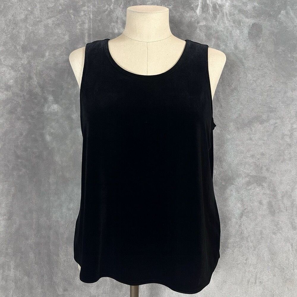 Eileen Fisher Womens Velvet Bateau Neck Tank Top‎ Shirt Small Black Blouse